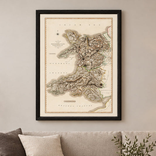 Vintage Map of Wales 1809 Wall Art