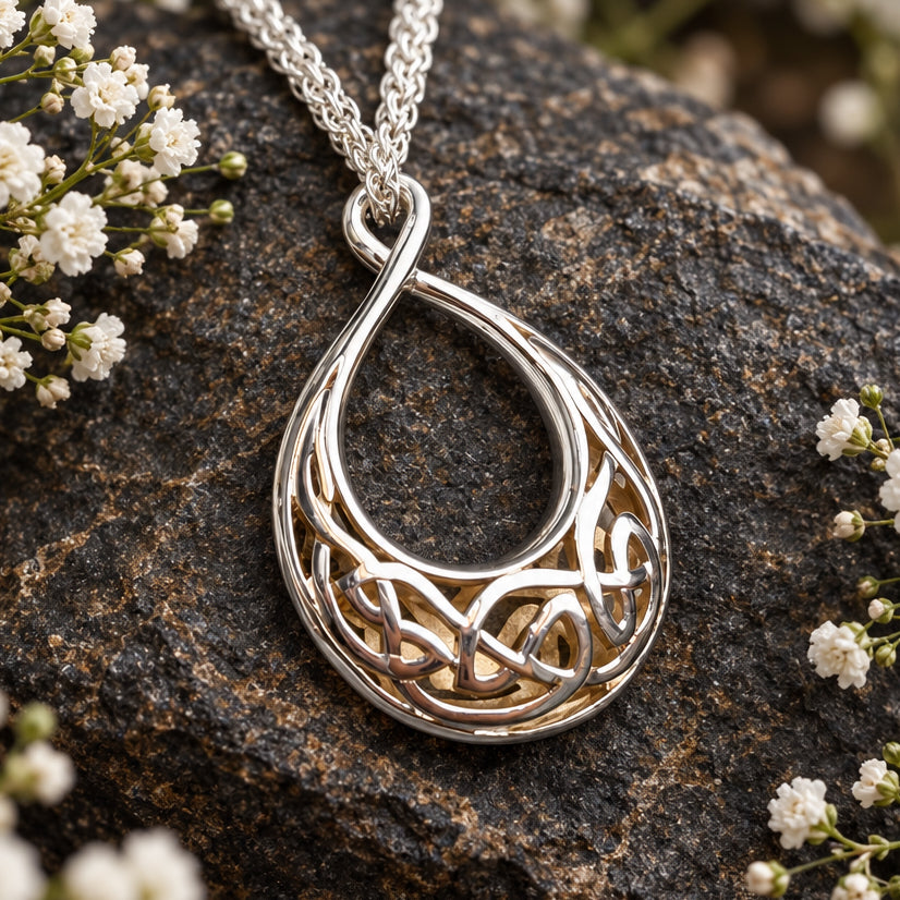 Fior Celtic Love Knot Necklace in Sterling Silver