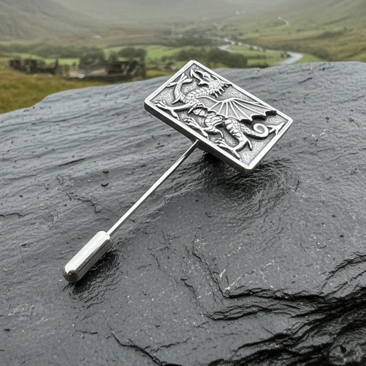 Square Welsh Dragon Lapel Stick Pin for Men
