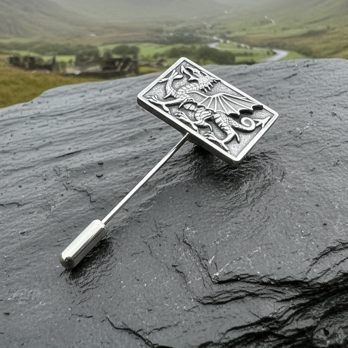 Square Welsh Dragon Lapel Stick Pin for Men