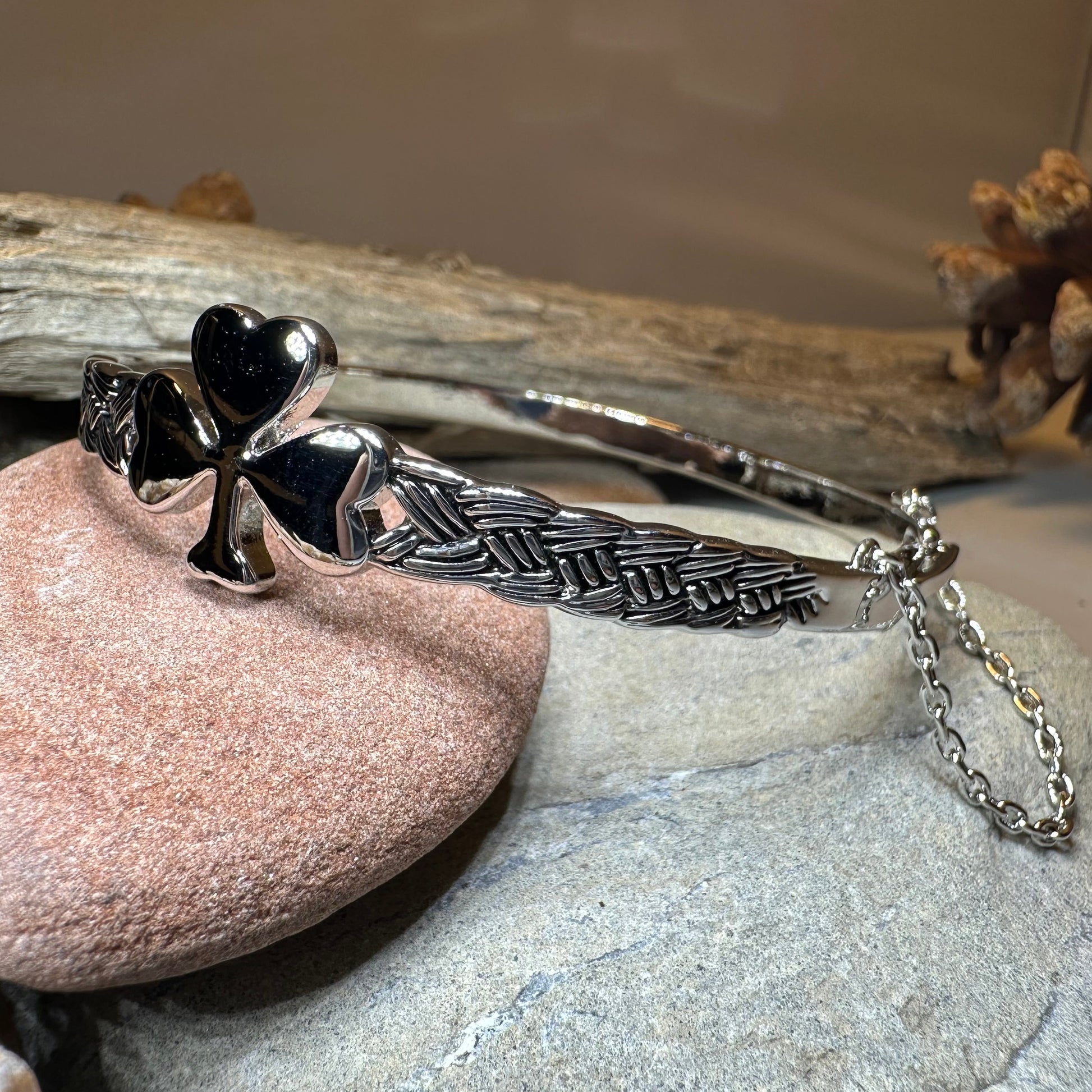 Irish Shamrock Bangle Bracelet — view 4