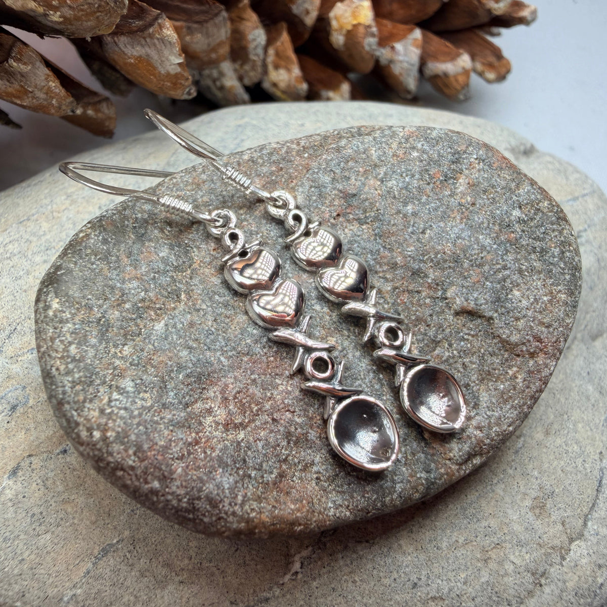 Hugs & Kisses Welsh Love Spoon Earrings in Sterling Silver
