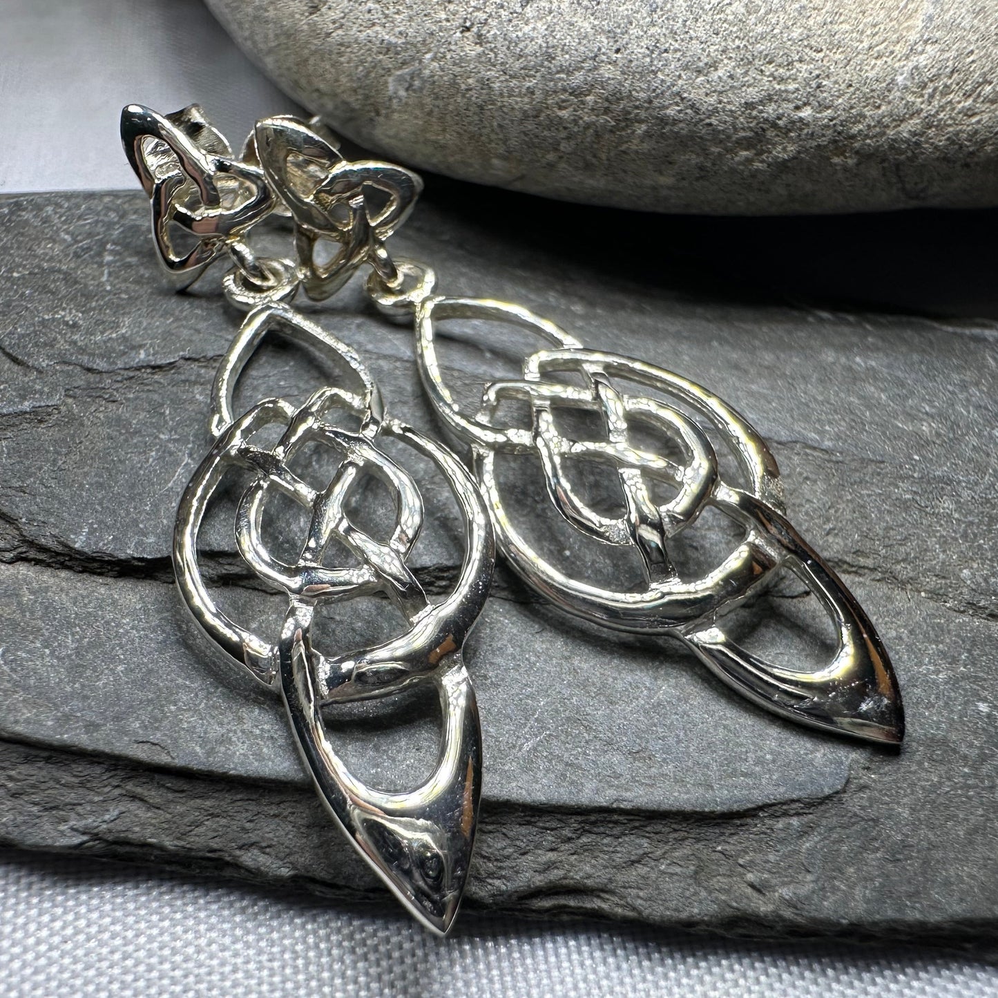Alith Celtic Knot Earrings in Sterling Silver — view 9