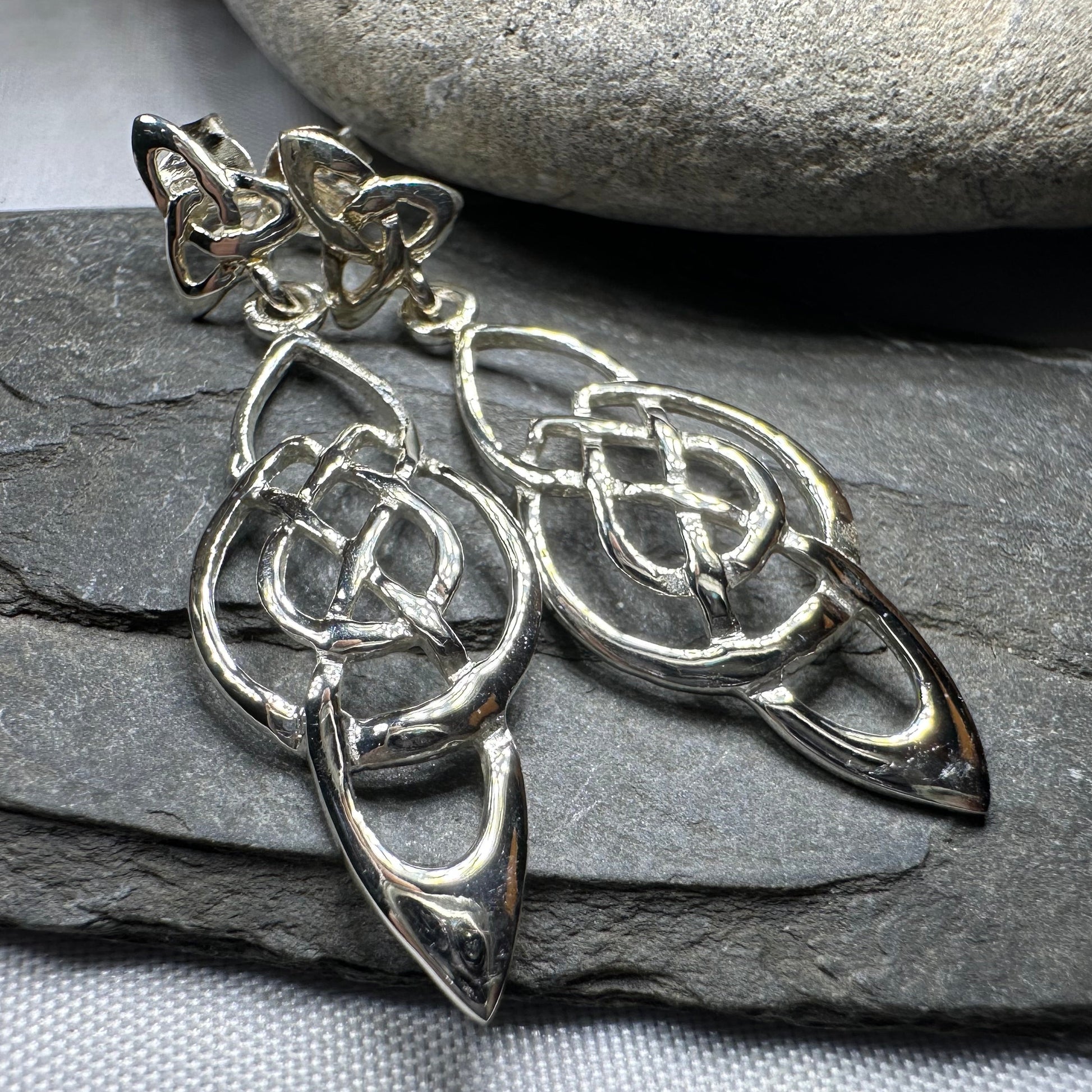 Alith Celtic Knot Earrings in Sterling Silver — view 9