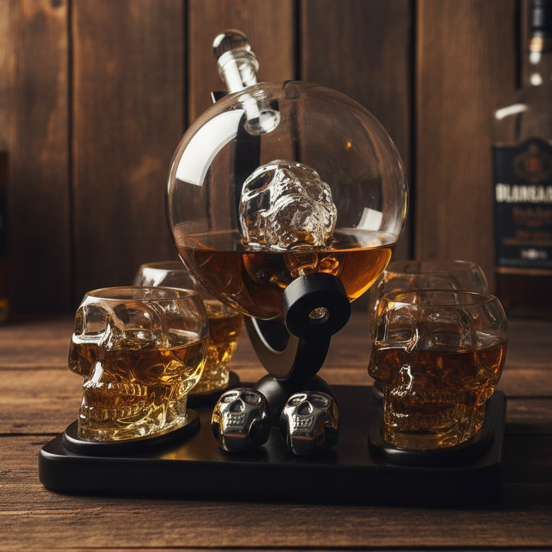 Large Skull Face Decanter Premium Barware Gift