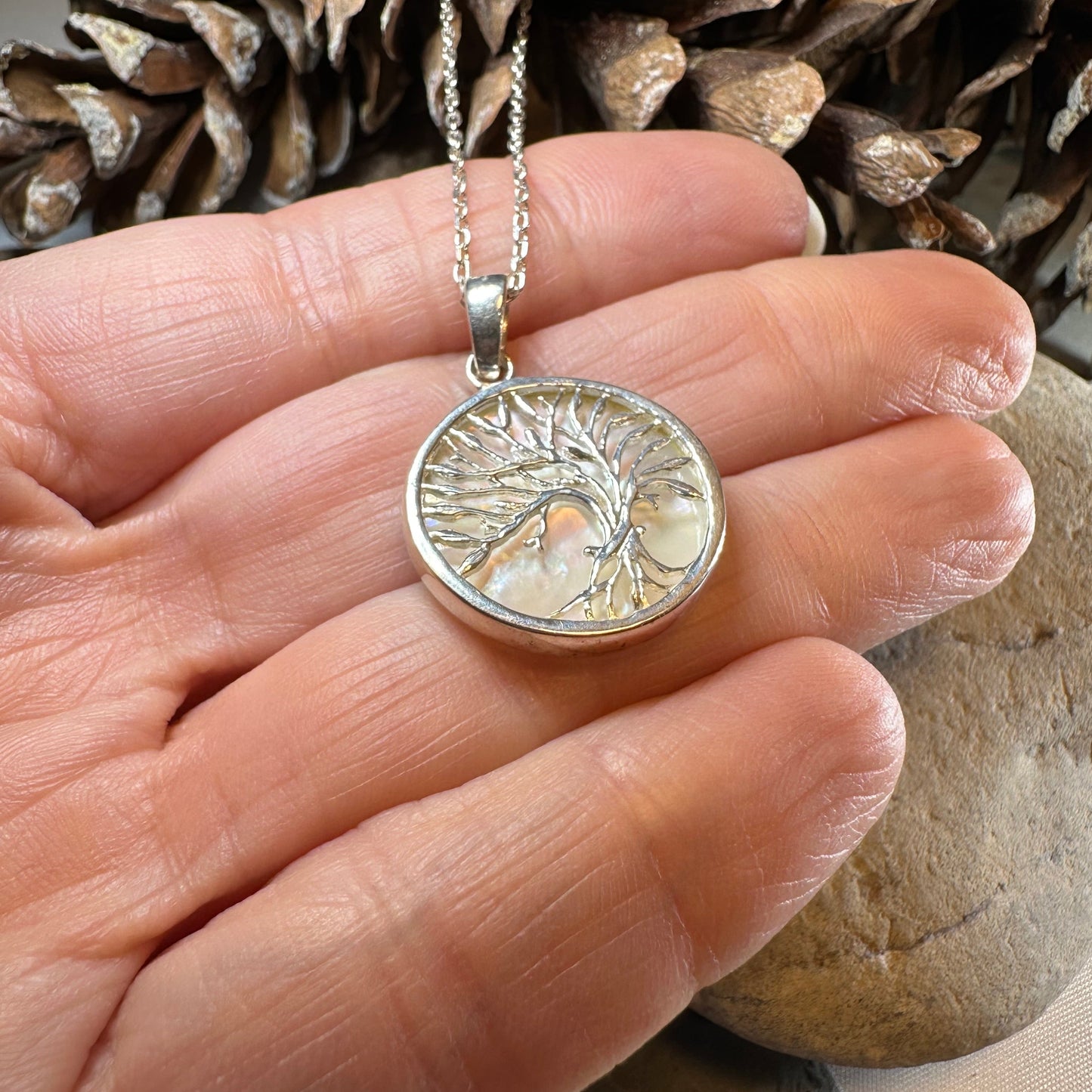 Aila Tree of Life Necklace in Sterling Silver — view 4