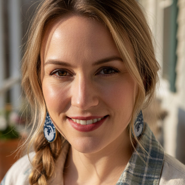 Indigo Otter Earrings - Handmade in the USA