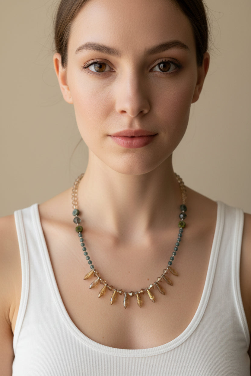 Peacock Crystal Necklace — view 5