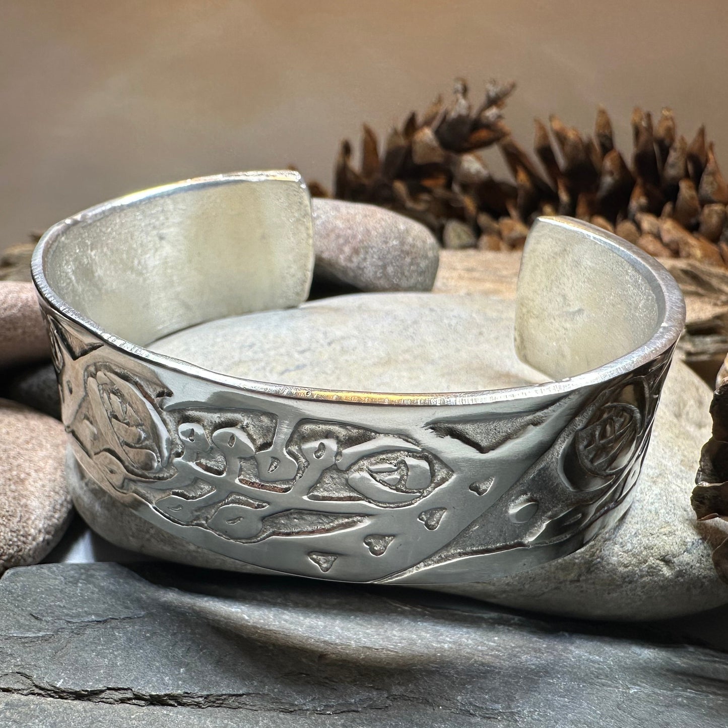 Celtic Mackintosh Flower Cuff Bracelet - Handmade in Scotland