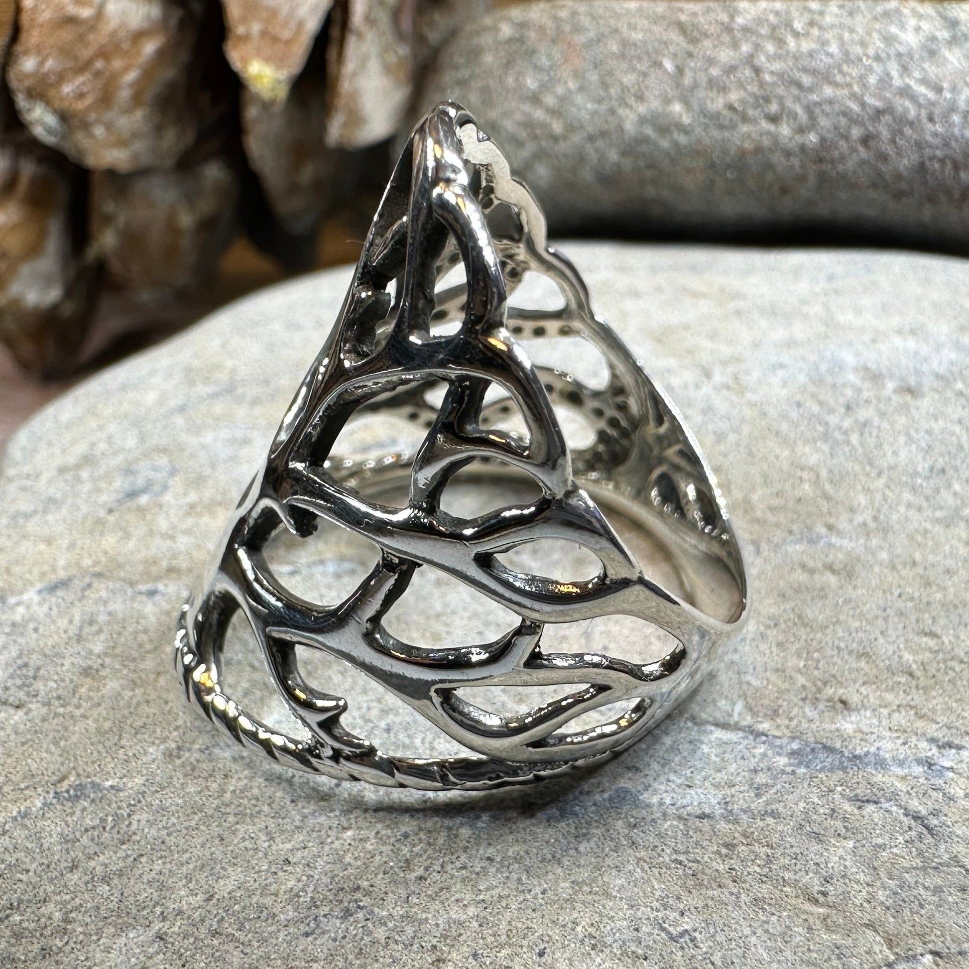 Áedh Celtic Tree of Life Ring in Sterling Silver — view 3