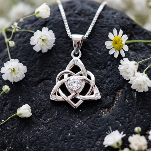 Trinity Love Knot Necklace in Sterling Silver
