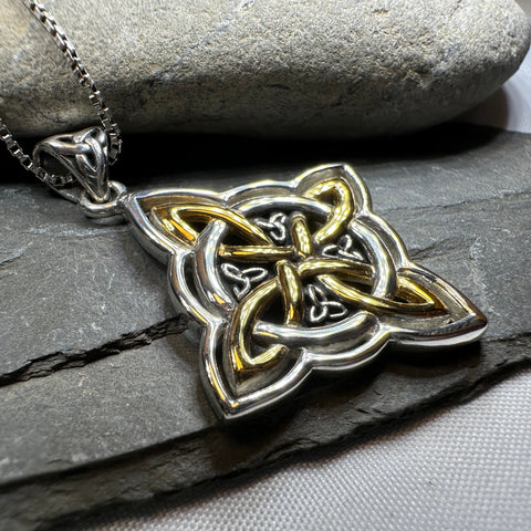 Load image into Gallery viewer, Classic Quaternary Knot Necklace in Sterling Silver
