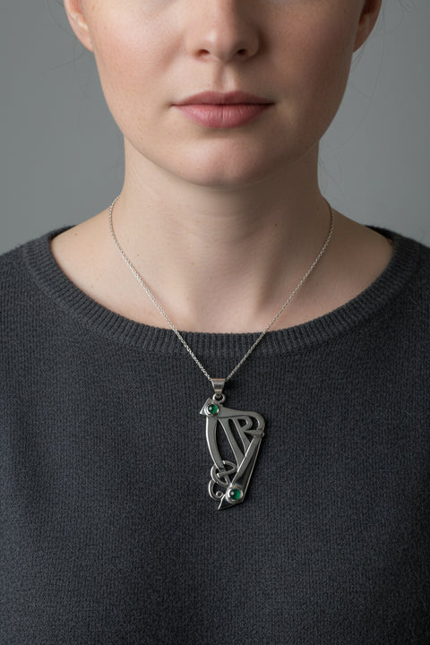 Load image into Gallery viewer, Artisan Large Irish Harp Necklace - Made in Ireland
