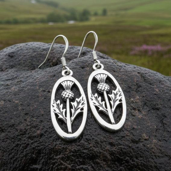 Wildwood Scottish Thistle Earrings in Sterling Silver