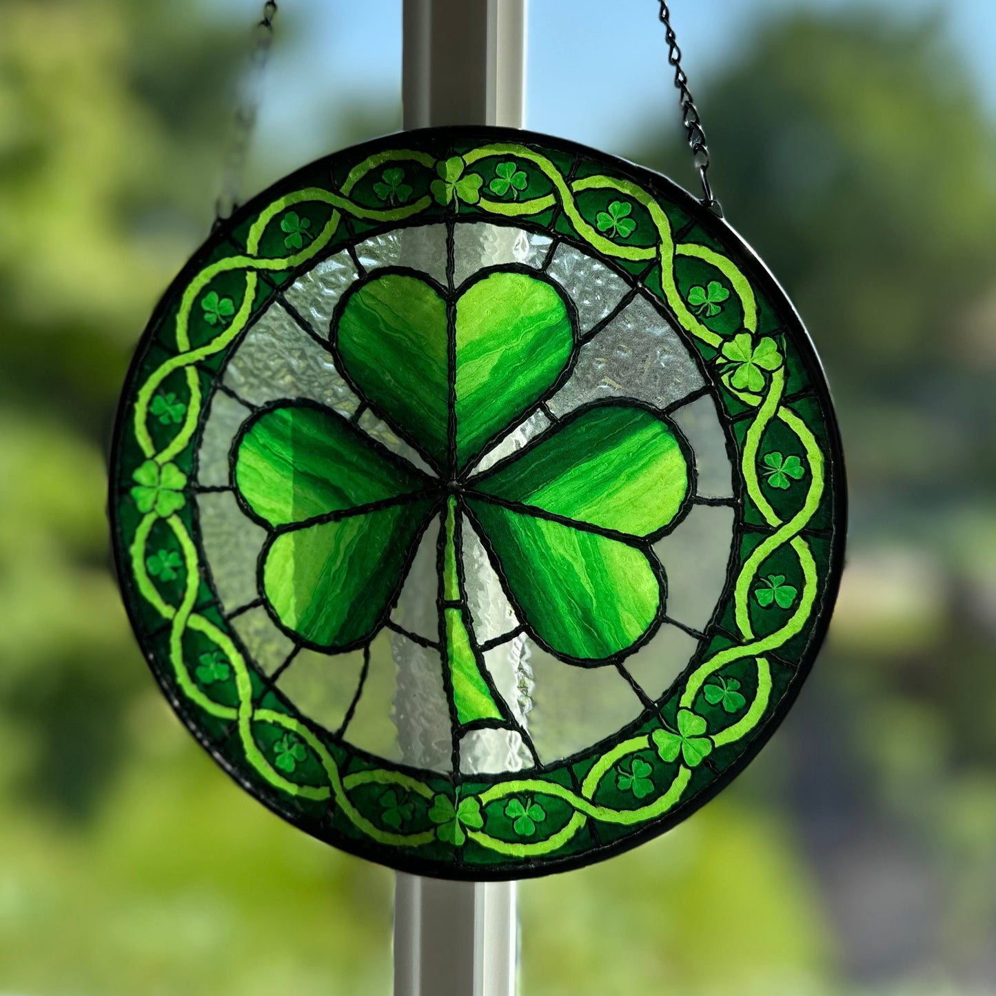 Ireland Forever Shamrock Stained Glass Gift
