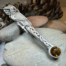 Load image into Gallery viewer, Celtic Raven Crystal Kilt Pin
