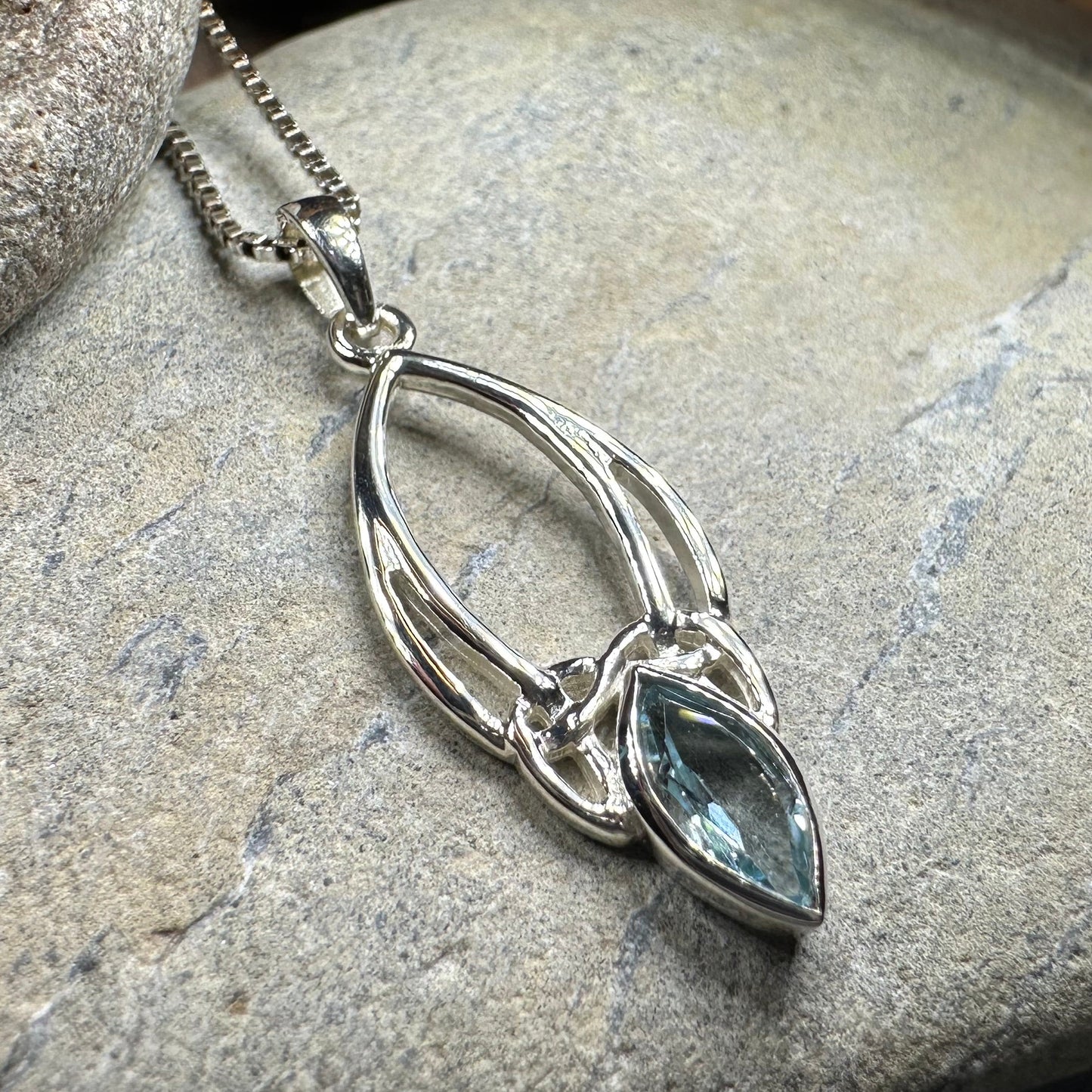 Vanessa Trinity Knot Blue Topaz Necklace — view 11