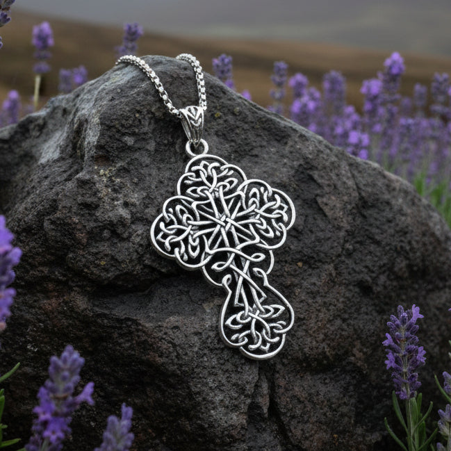 Amiens Celtic Cross Necklace in Sterling Silver