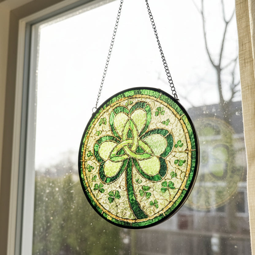 Trinity Knot Shamrock Stained Glass Gift