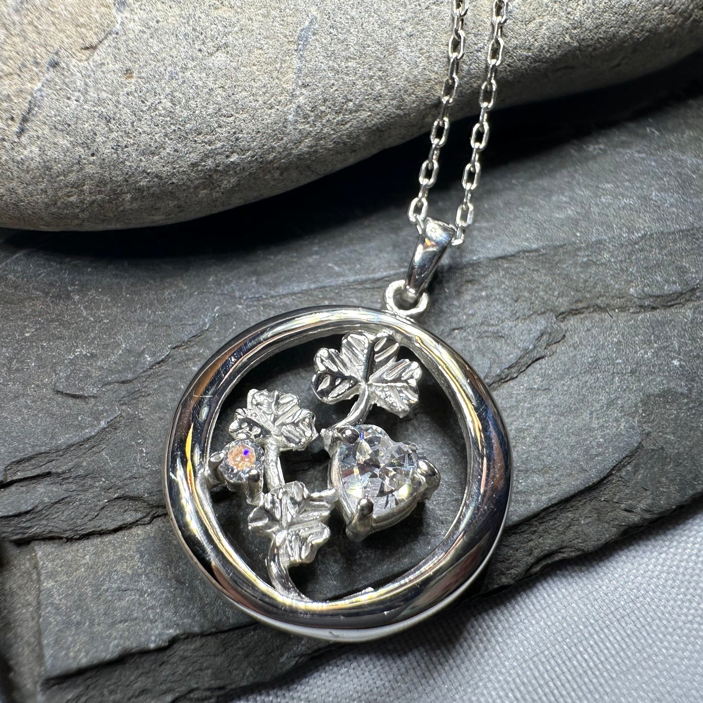 Irish Shamrock Garden Necklace in Sterling Silver — view 9