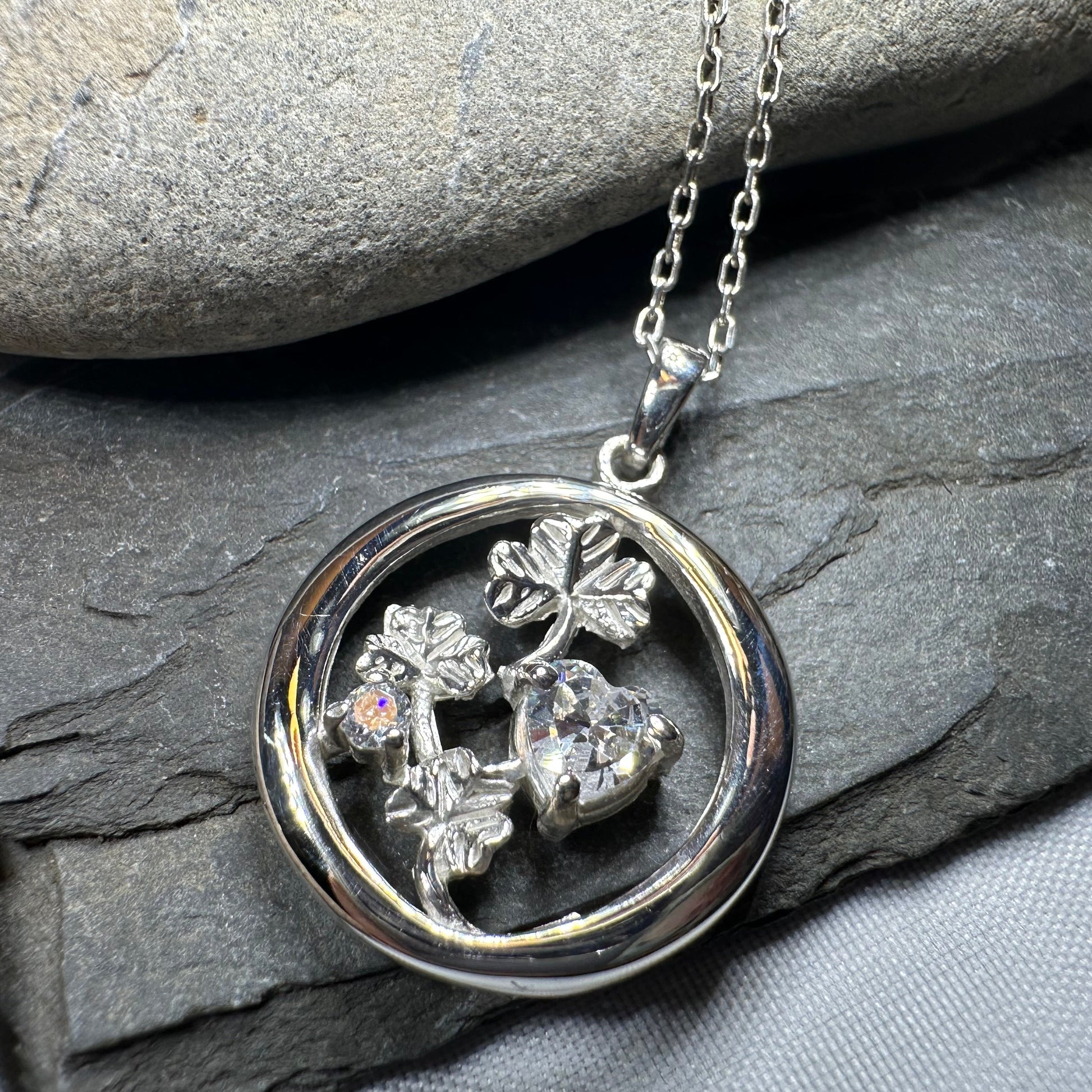 Irish Shamrock Garden Necklace in Sterling Silver — view 9