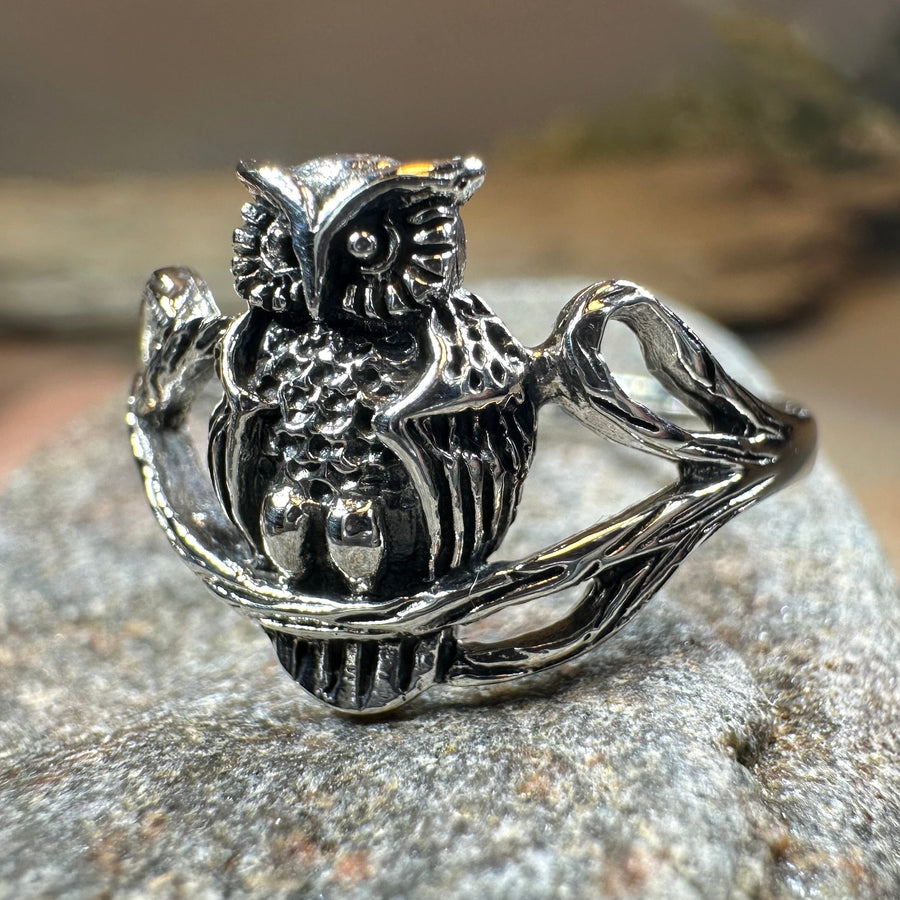 Hollie Owl Ring in Sterling Silver