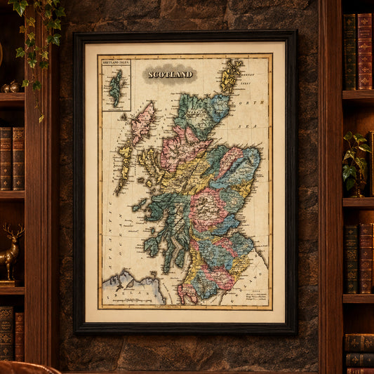 Vintage Map of Scotland 1823 Wall Art