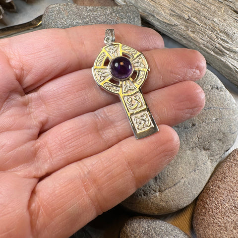 Load image into Gallery viewer, Amethyst Celtic Cross Necklace - Handmade in Scotland
