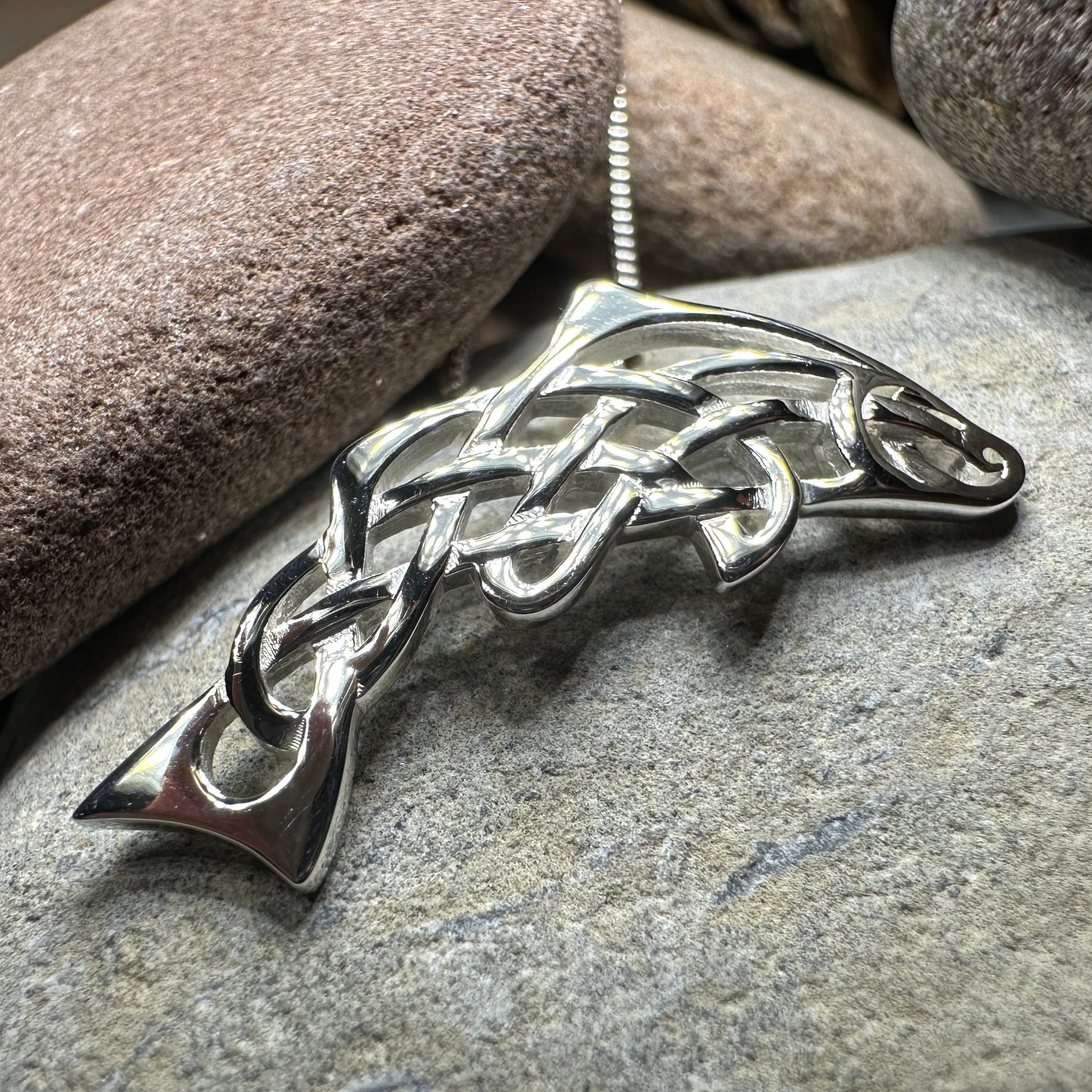 Celtic Salmon of Knowledge Necklace in sterling silver