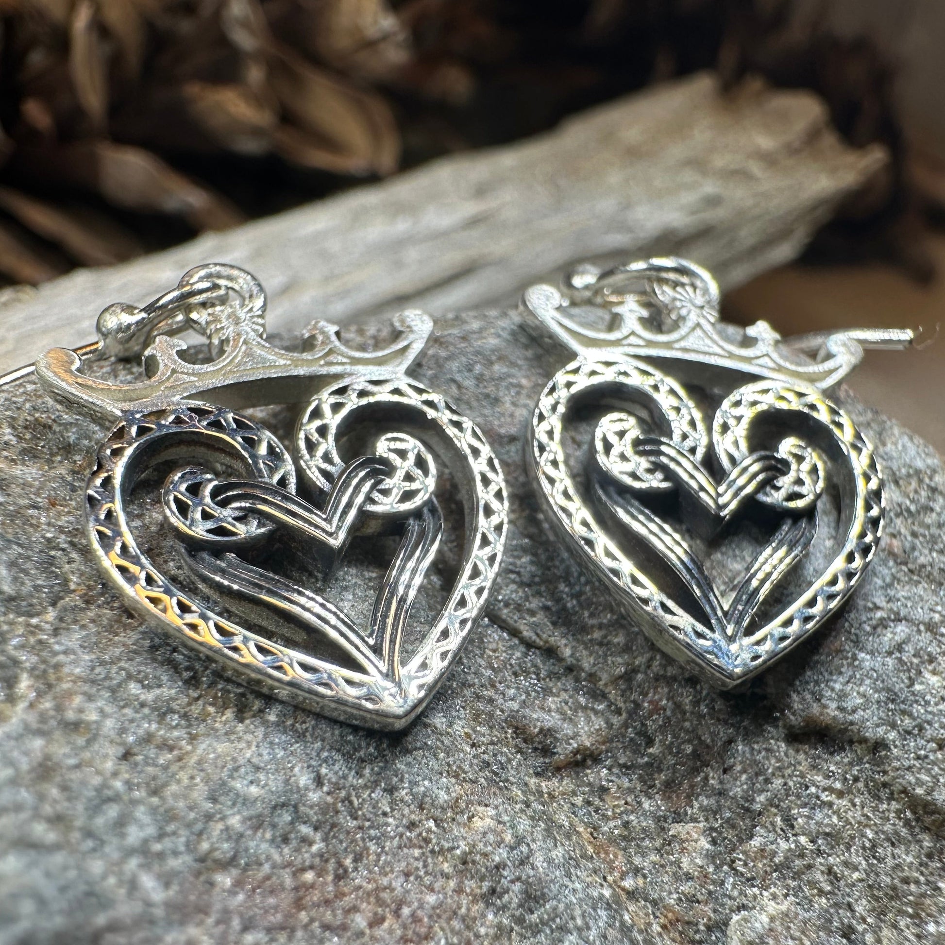Lady of Skye Scottish Luckenbooth Earrings in Sterling Silver — view 4