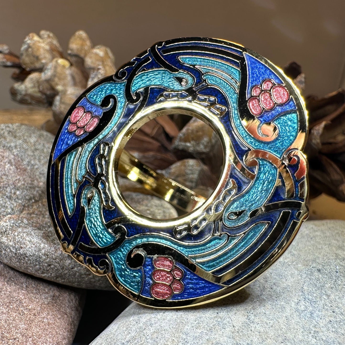Enamel Celtic Birds Scarf Ring