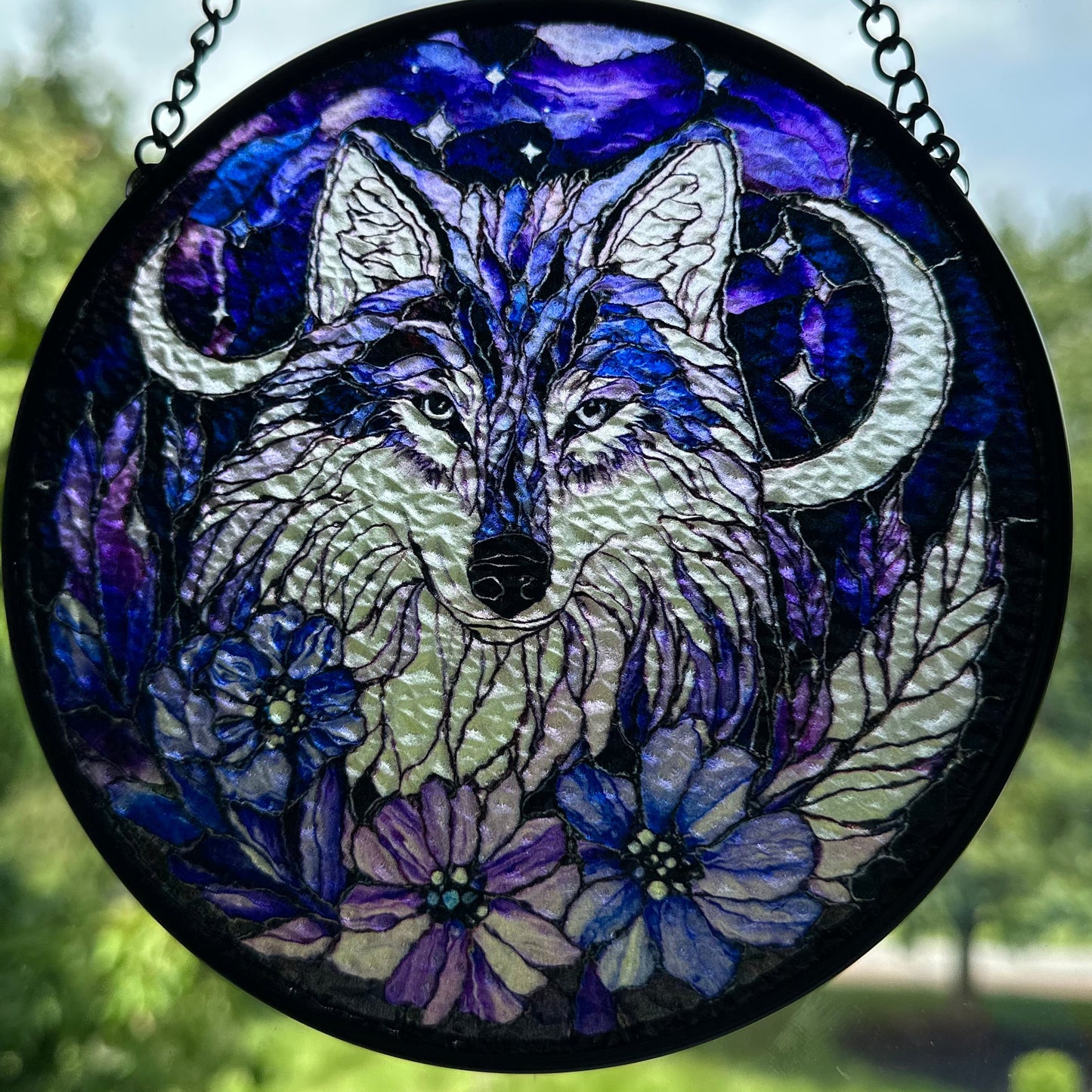 Midnight Purple Wolf Suncatcher