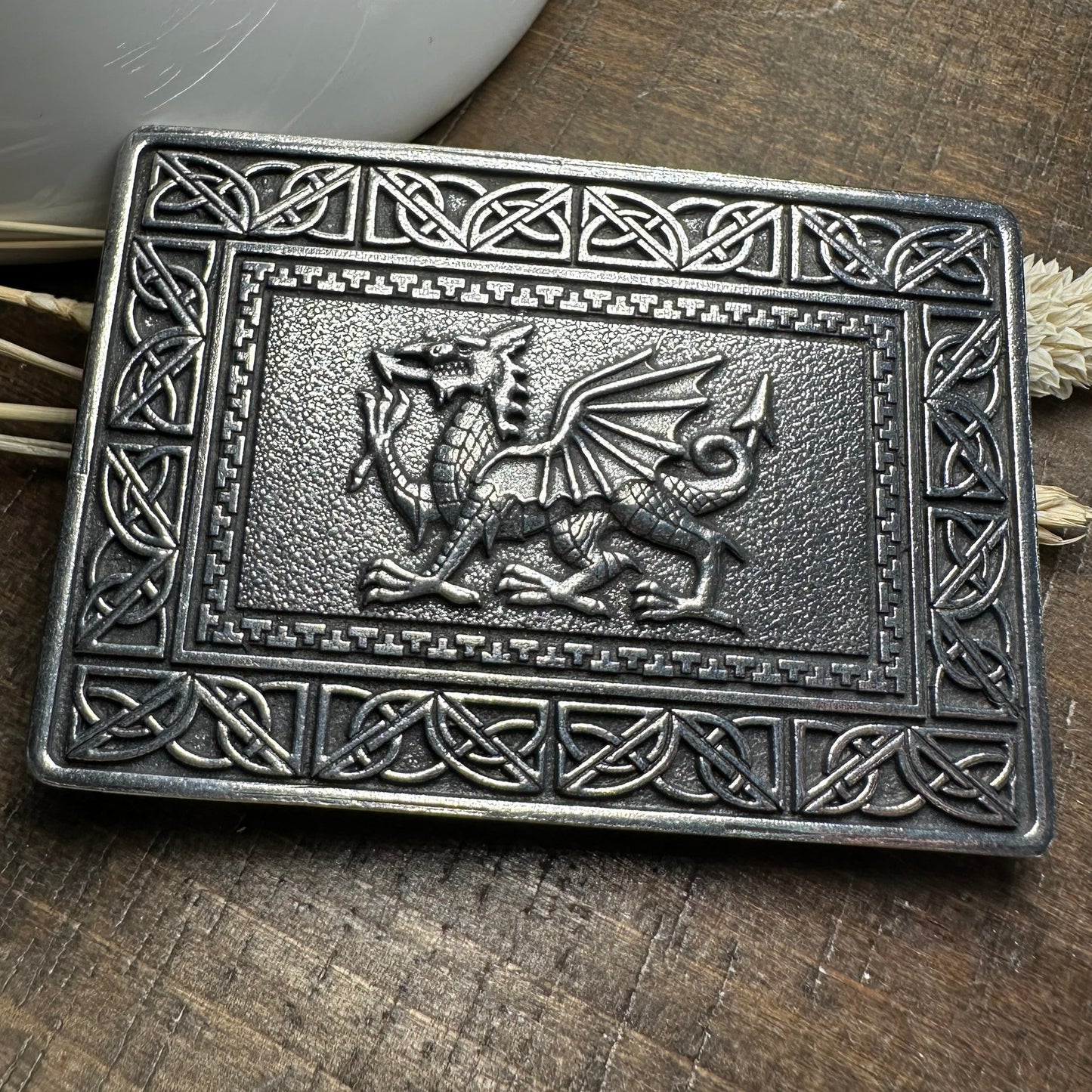 Celtic Welsh Dragon Kilt Belt Buckle - Handmade in Scotland