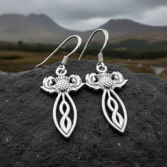 Branka Scottish Thistle Earrings in Sterling Silver — view 6
