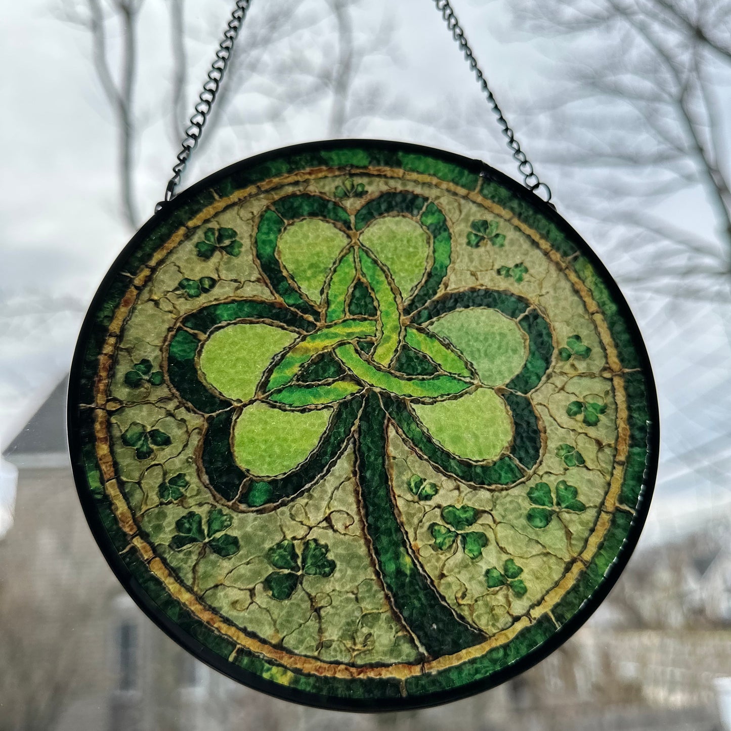 Trinity Knot Shamrock Stained Glass Gift