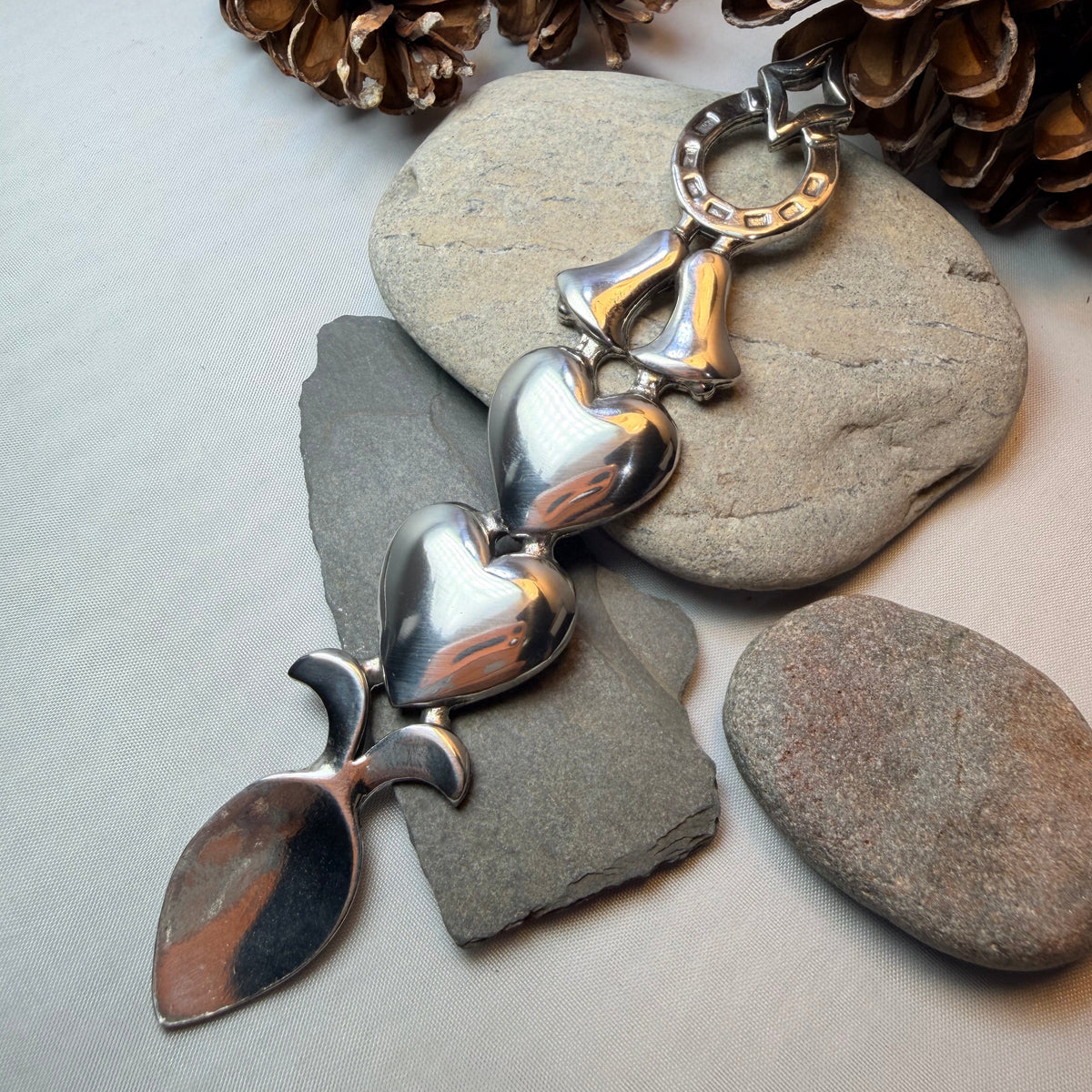 Traditional Welsh Love Spoon in Pewter