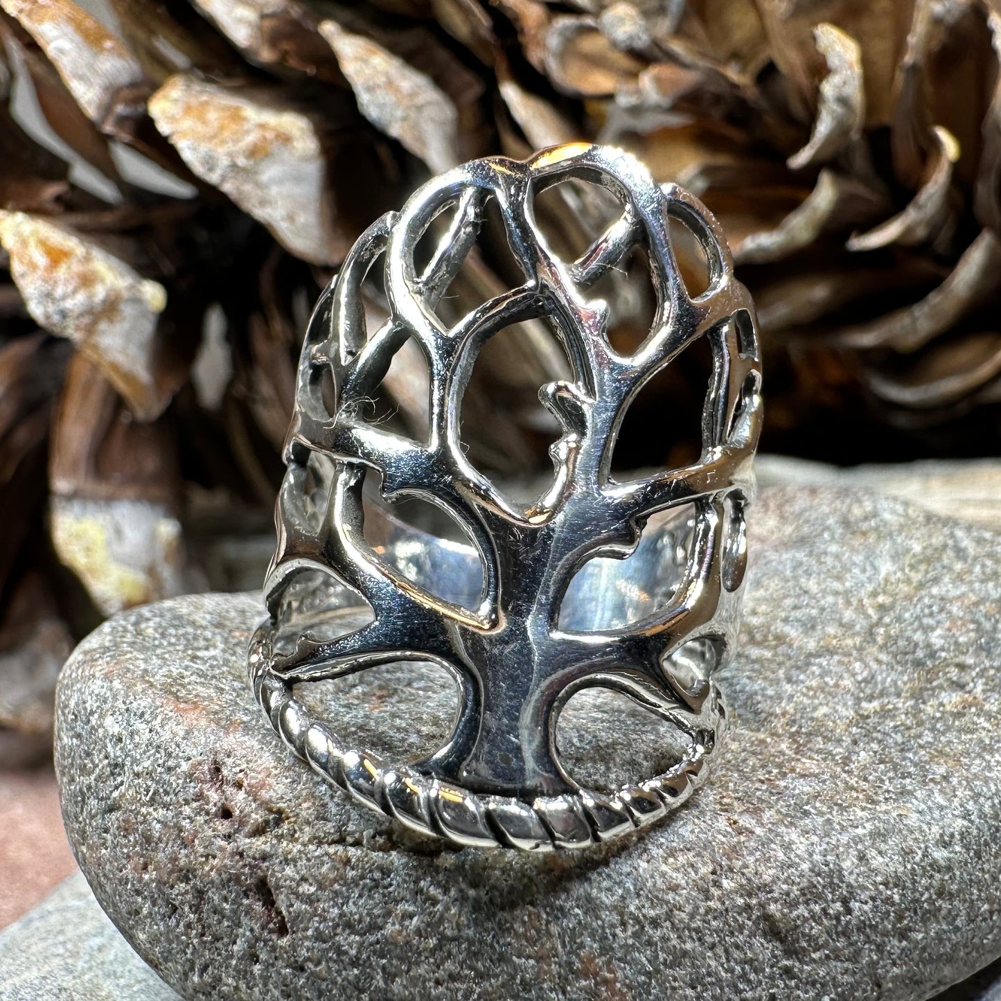 Áedh Celtic Tree of Life Ring in Sterling Silver — view 12
