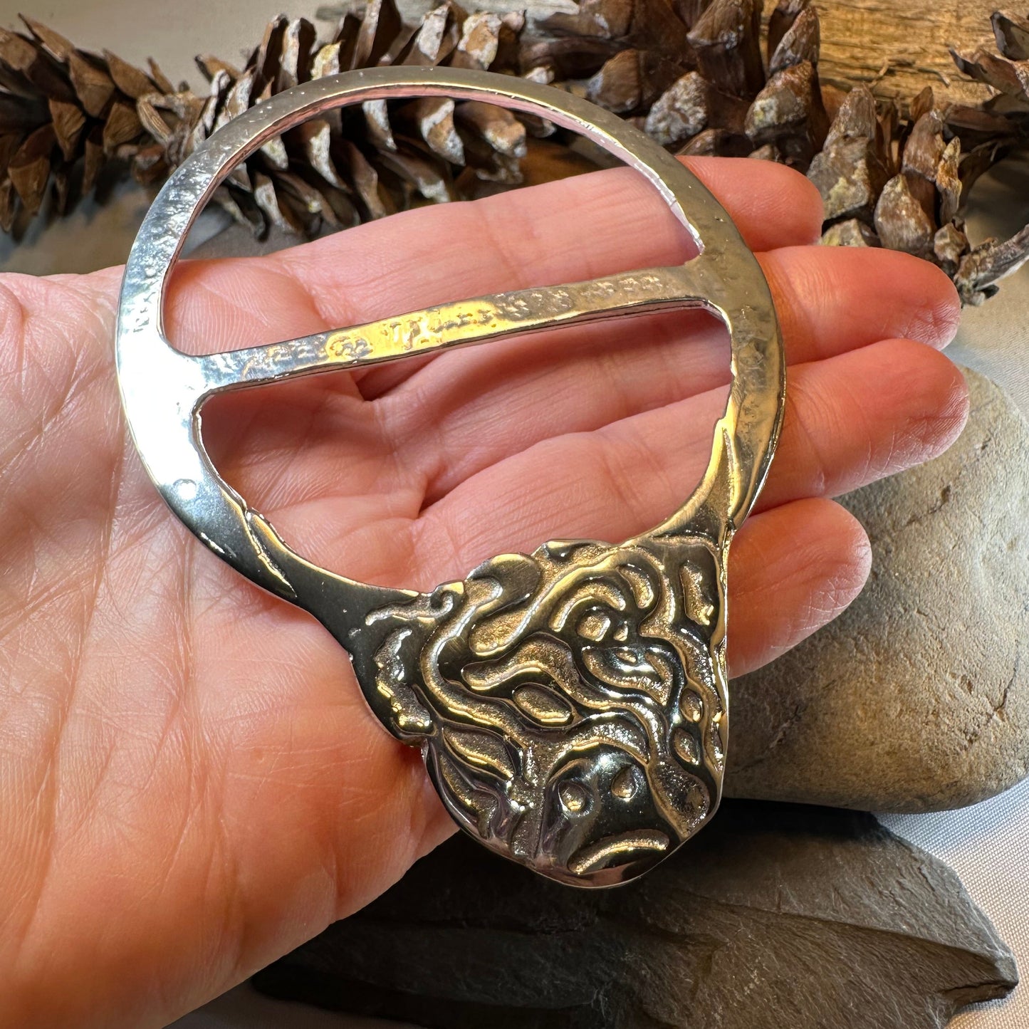 Scruffy Highland Cow Scarf Ring - Handmade in Scotland