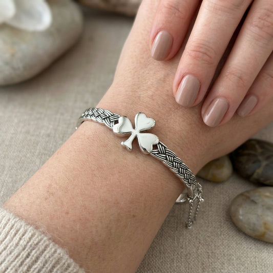 Irish Shamrock Bangle Bracelet — view 9