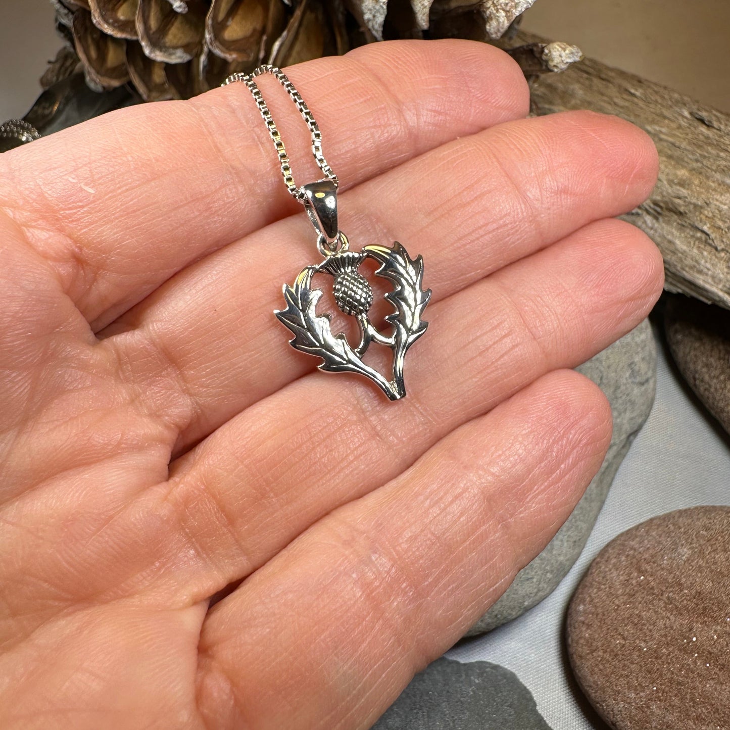 Aberdeen Scottish Thistle Necklace in Sterling Silver — view 6