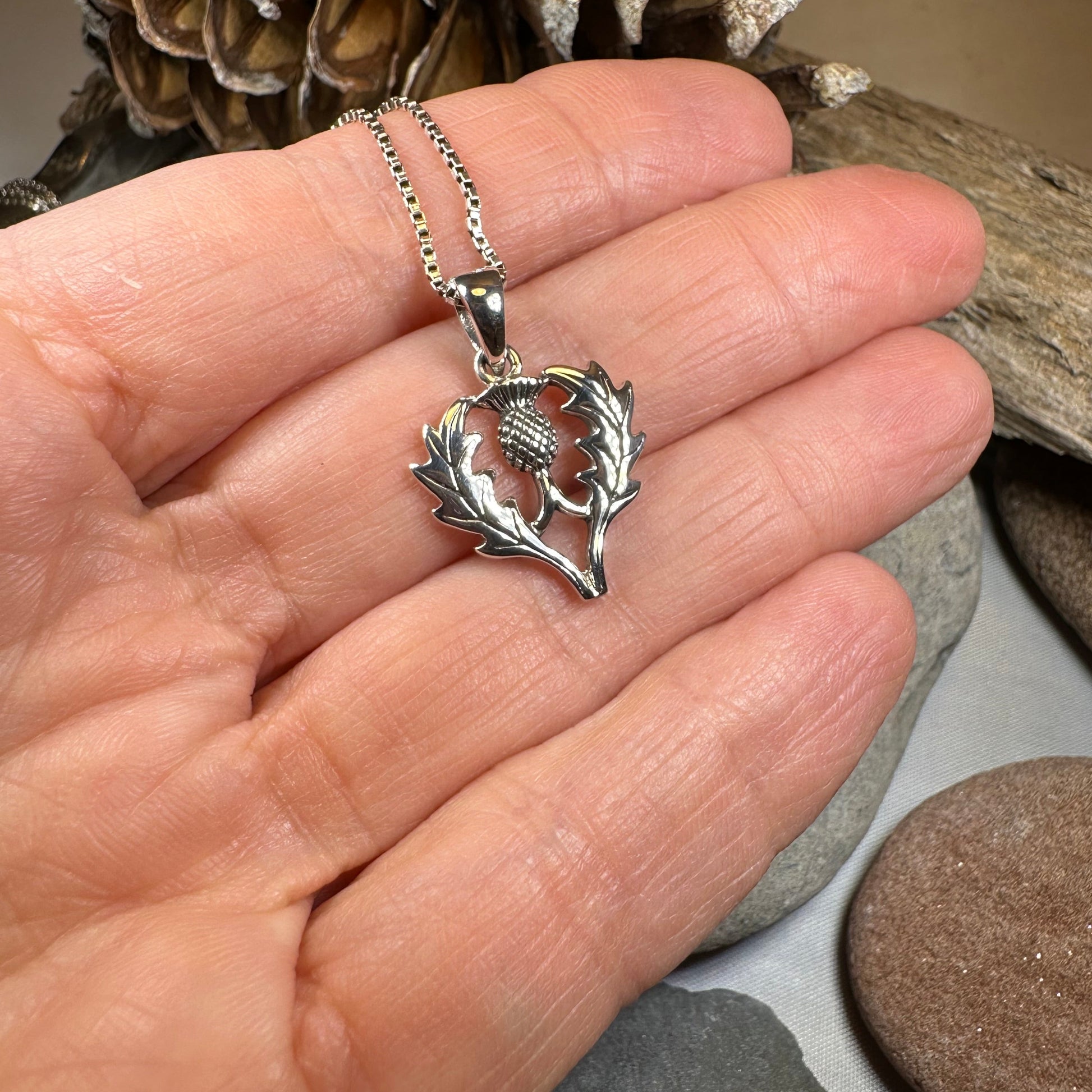 Aberdeen Scottish Thistle Necklace in Sterling Silver — view 6