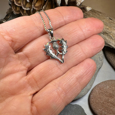 Load image into Gallery viewer, Aberdeen Scottish Thistle Necklace in Sterling Silver
