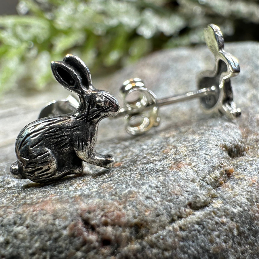 Noble Rabbit Stud Earrings in Sterling Silver