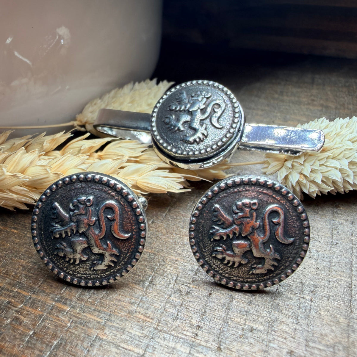 Lion of Scotland Cuff Links & Tie Bar Set - Handmade in Scotland