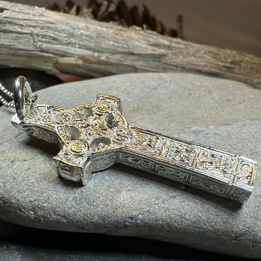 Artisan Irish Clonmacnoise Cross Necklace - Made in Ireland