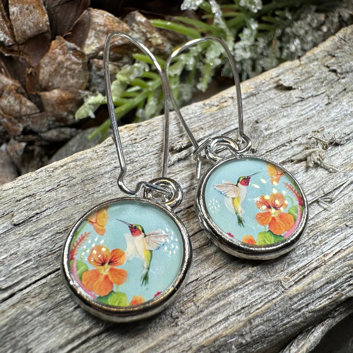 Busy Hummingbird Art Earrings