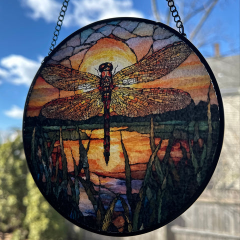 Load image into Gallery viewer, Sunset Dragonfly Suncatcher
