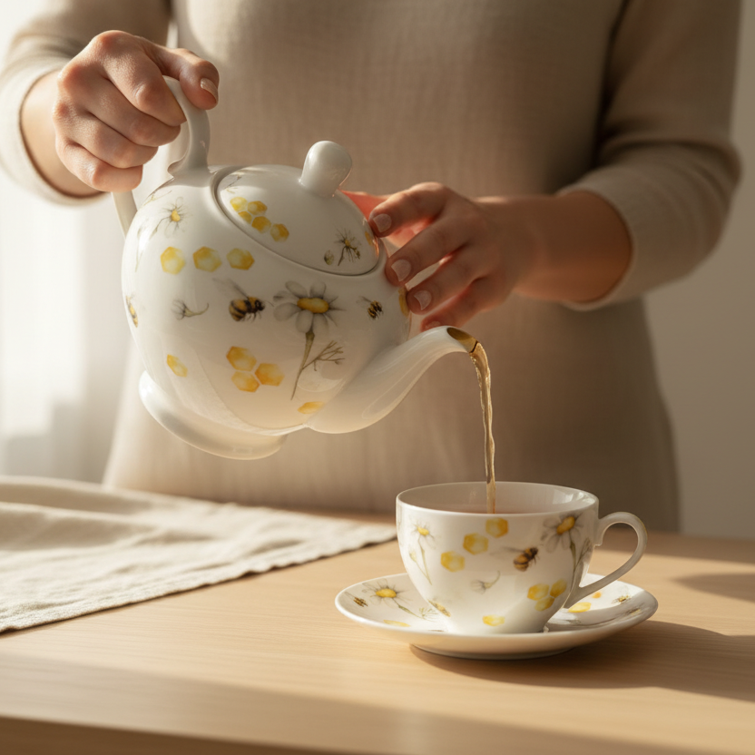 Bees & Honey Fine China Teapot