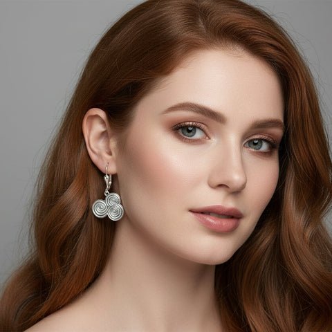 Load image into Gallery viewer, Artisan Newgrange Triple Spiral Earrings - Made in Ireland
