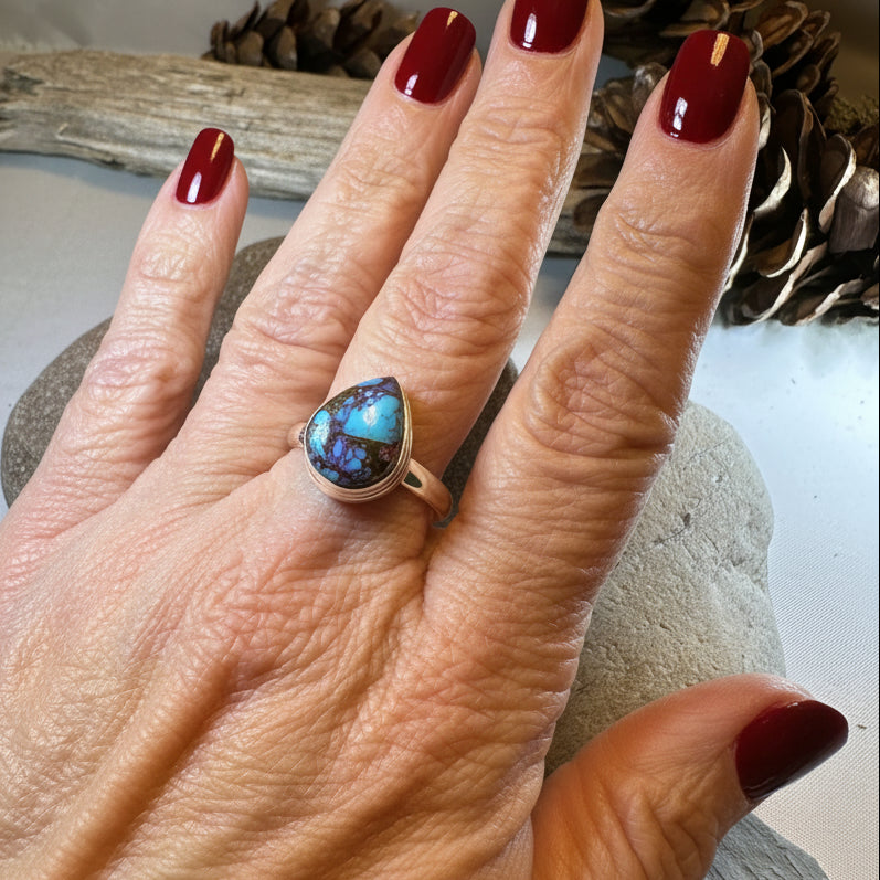 Purple Dahlia Turquoise Ring in Sterling Silver